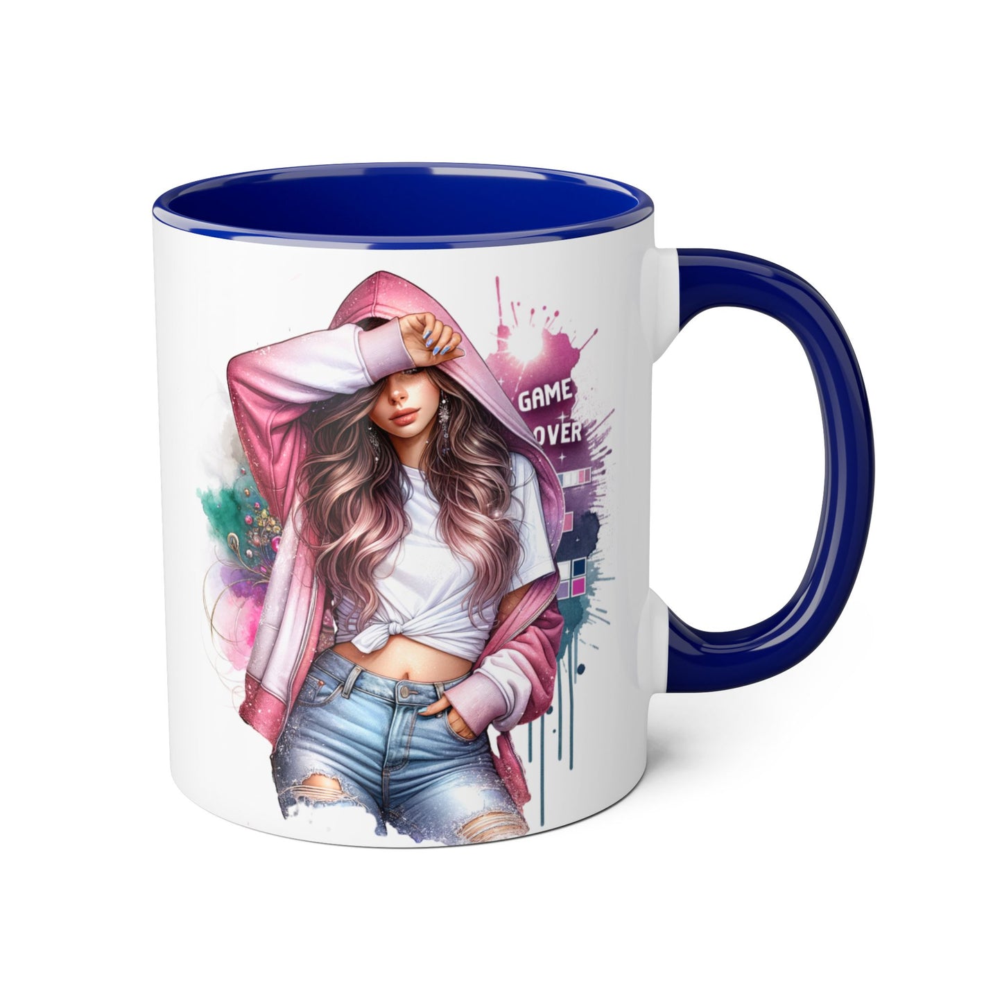 Chic Game Over Accent Mug - Stylish Coffee Cup for Gamers, Perfect Gift for Birthdays, Holidays, and Everyday Use