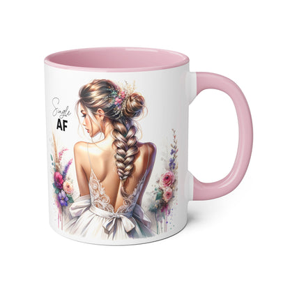 Elegant Floral Accent Mug, Simple AF Coffee Cup, Unique Gifts for Her, Cozy Home Decor, Bridal Shower, Birthday, Everyday Use