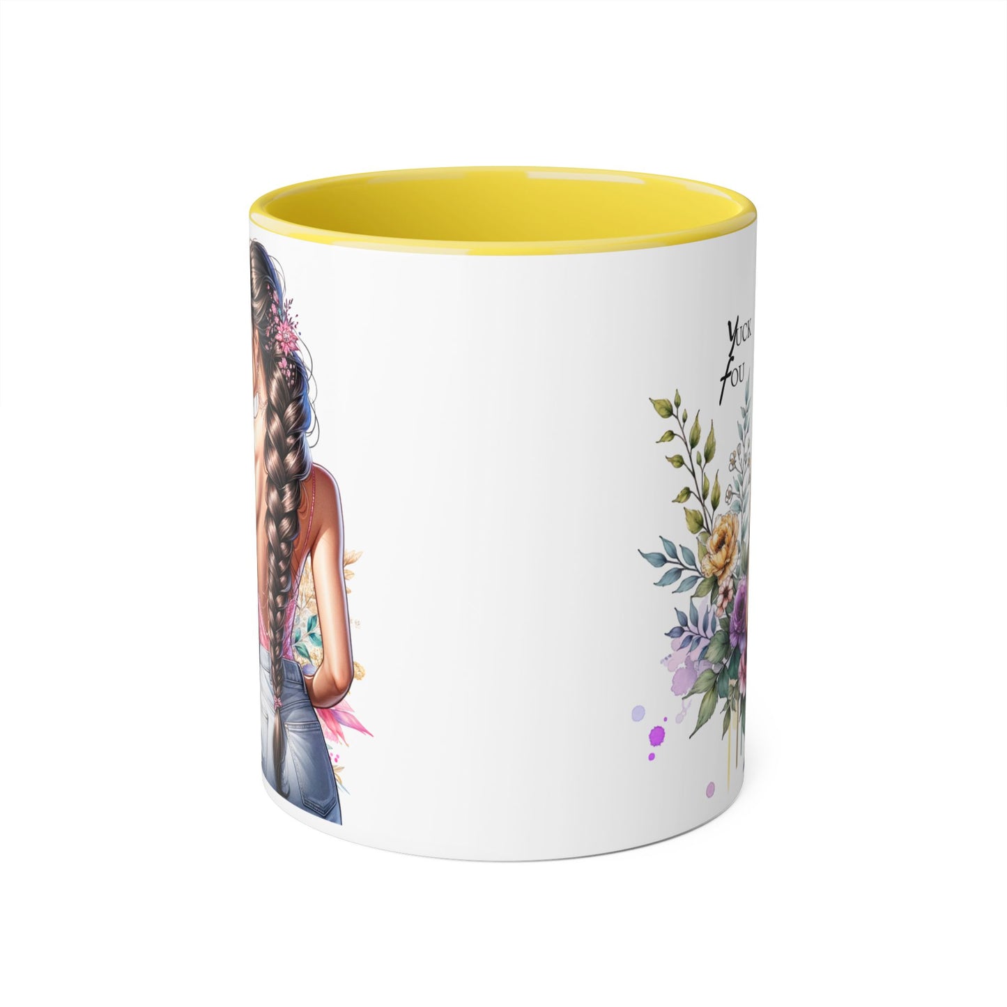 Yuck Fou Floral Art Accent Mug, Inspirational Coffee Cup, Unique Gift for Her, Mother’s Day Present, Home Decor, Art Lover Mug