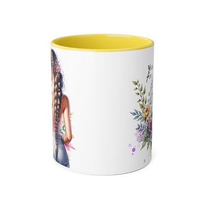 Yuck Fou Floral Art Accent Mug, Inspirational Coffee Cup, Unique Gift for Her, Mother’s Day Present, Home Decor, Art Lover Mug