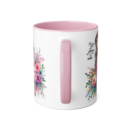 Money Can't Buy Happiness But It Can Buy Divorce Humoristic Floral Inspirational Mug, Gift for Friends, Coffee Cup, Tea Lover, Flower Design, Motivational Quote, Birthday Gift