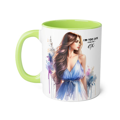 I'm Too Cute For My Ex Stylish Accent Mug, I'm Too Cute for My Ex Gift, Cute Coffee Cups, Artistic Mugs for Her, Birthday or Friendship Gift
