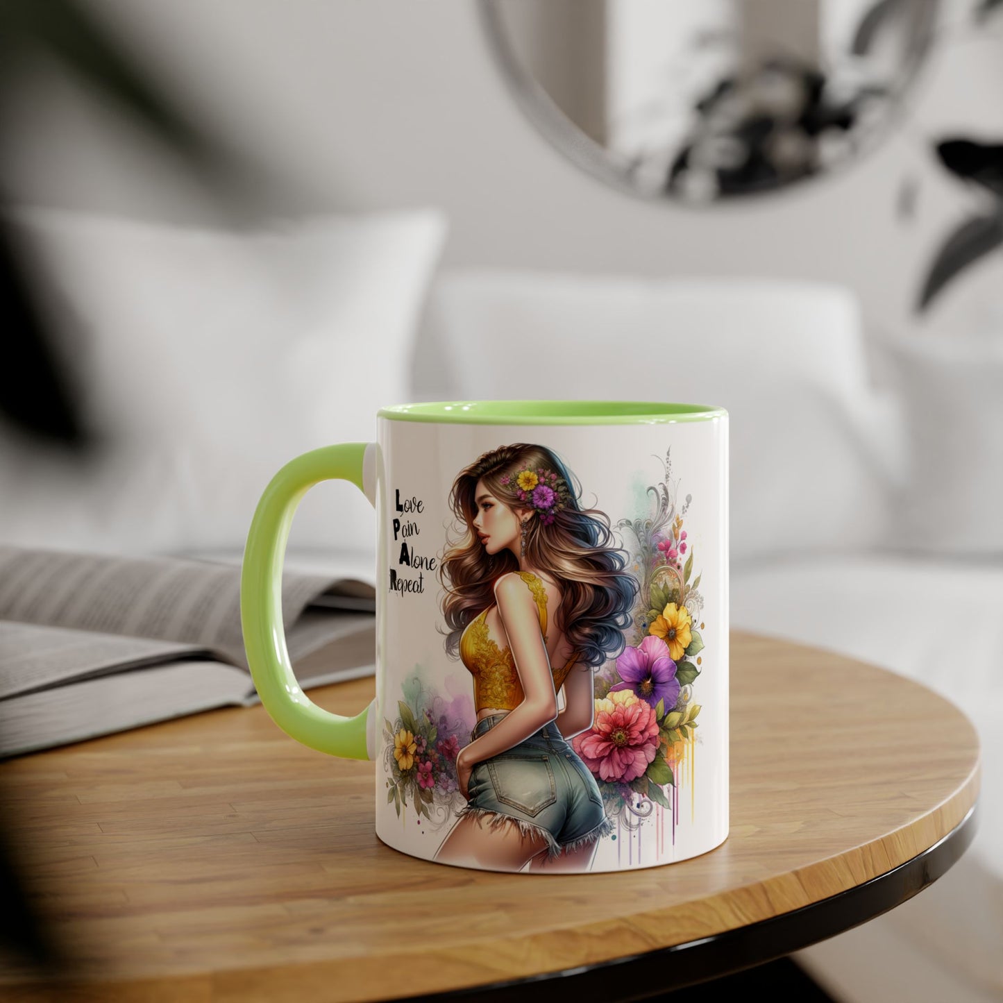 Colorful Floral Accent Mug with Inspirational Quote