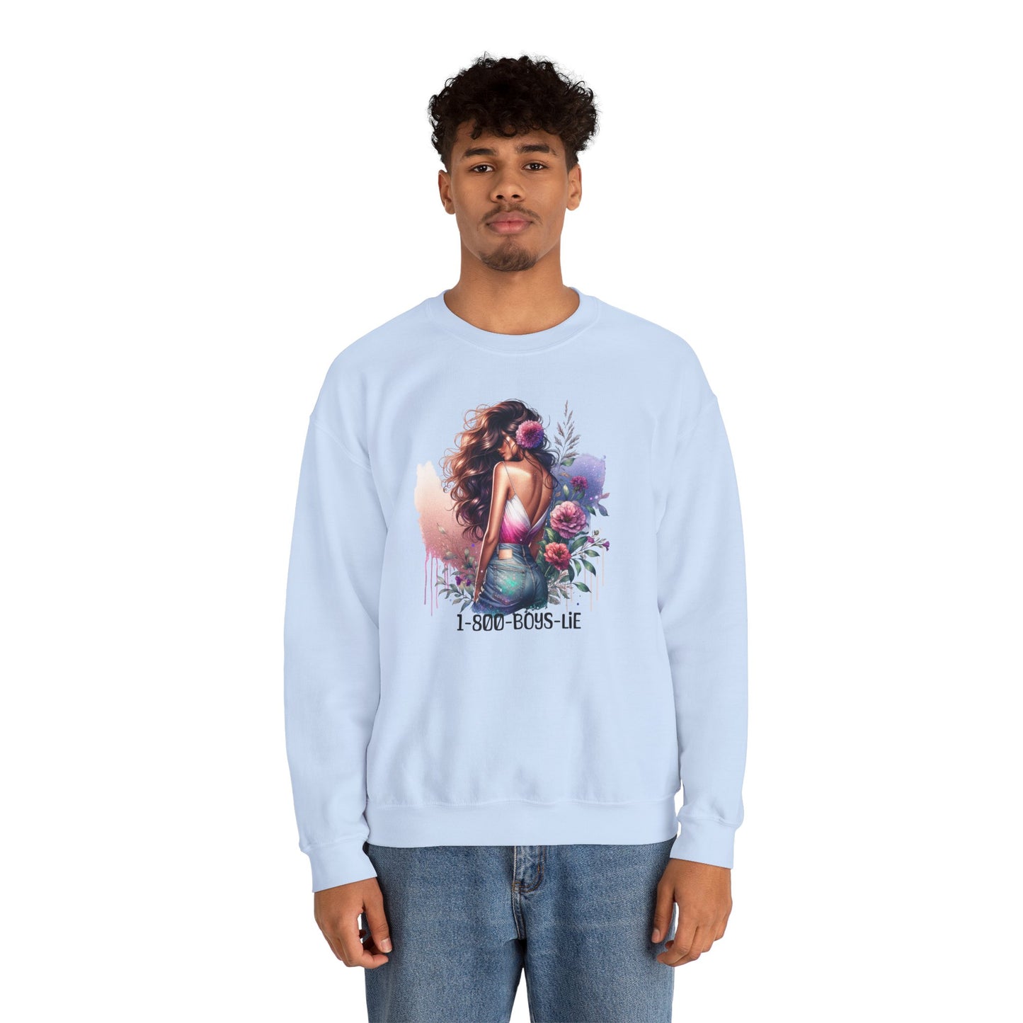 1-800-Boys-Lie Boss Babe Floral Sweatshirt | Unisex Comfortable Crewneck, Trendy Gift for Her, Affirmation Clothing, Cozy Fashion