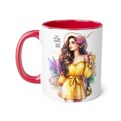 I Am My Own Happily Ever After Empowered Woman Accent Mug - 11oz Black Trim | Inspirational Coffee Cup | Perfect Gift for Friends & Self-Care