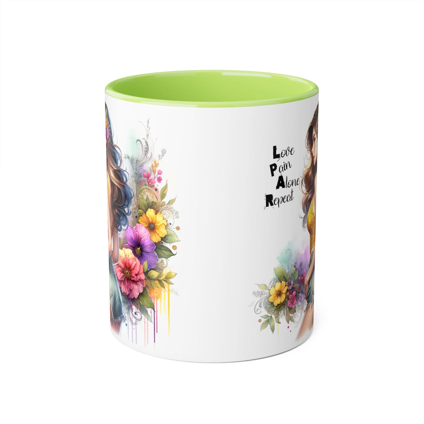 Colorful Floral Accent Mug with Inspirational Quote