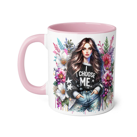 I Choose Me Beautiful Floral Accent Mug, Unique Coffee Cup Gift, Inspirational Drinkware, Thoughtful Present for Friends, Stylish Home Decor
