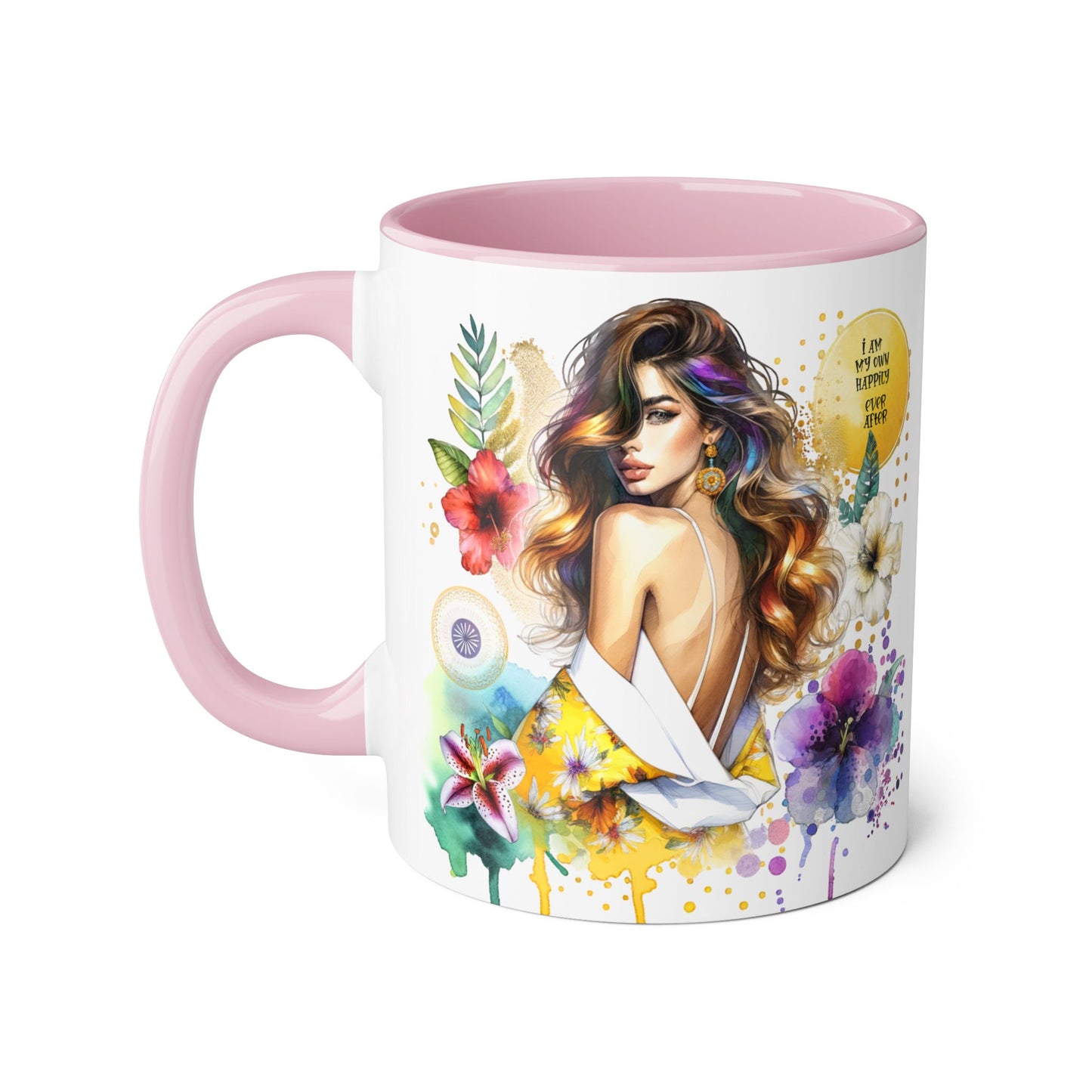 I Am My Own Happily Ever After Inspirational Floral Accent Mug - 11oz Motivational Coffee Cup for Women