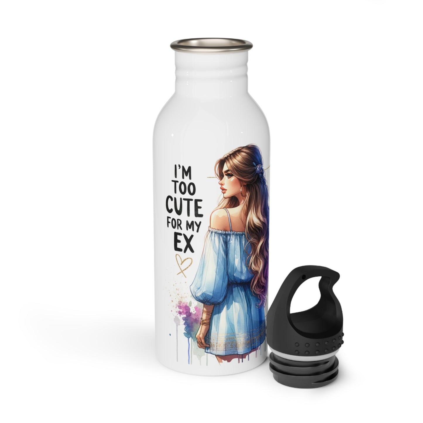 I'm Too Cute For My Ex Stainless Steel Water Bottle, Stylish Hydration, Gift for Her, Eco-Friendly Travel Mug, Funny Sayings Bottle, Gym Hydration