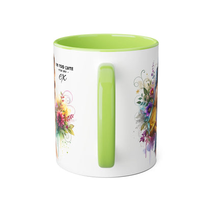 I'm Too Cute For My Ex Colorful Accent Mug with Floral Design, Unique Coffee Cup, Boho Chic Gift, Fun Ex Statement Mug, Artistic Drinking Mug, Cute Ceramic [...]