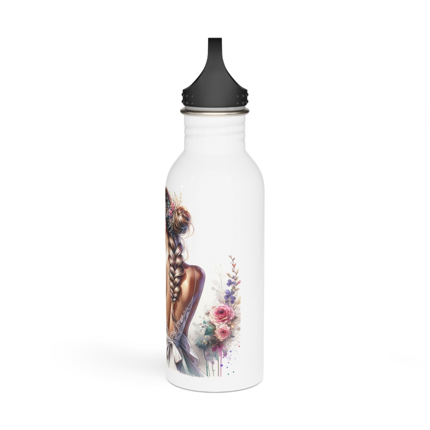 I Am My Own Happily Ever After Bridal Stainless Steel Water Bottle | Wedding Gift with Floral Design