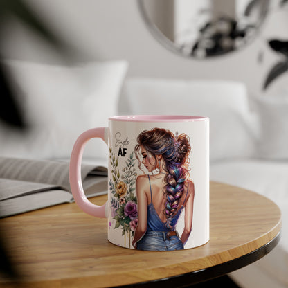 Single AF Stylish Accent Mugs for Coffee Lovers, Floral Design Mug, Gift for Her, Unique Tea Mug, Simple AF Mugs for Home Decor