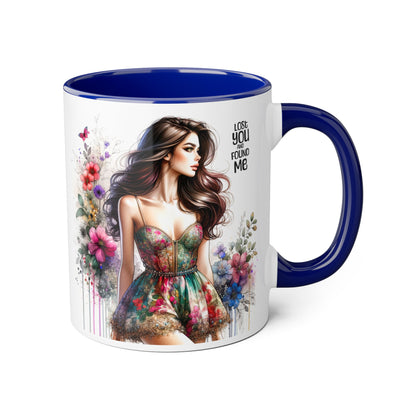 Lost You and Found Me Floral Accent Mug, Coffee Cup Gift for Her, Inspirational Drinkware, Home Decor, Birthday Present