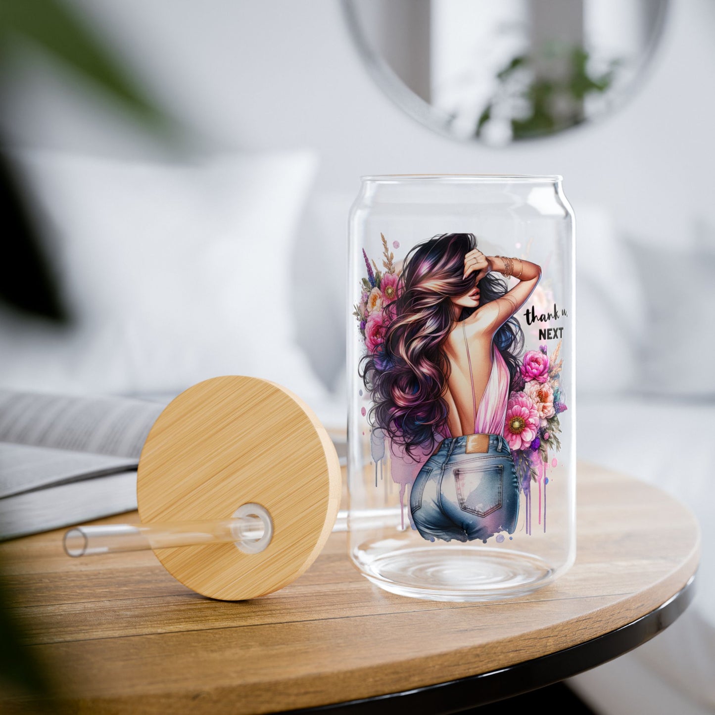 Thank U, Next Stylish Sipper Glass with Artistic Design – Perfect for Home Decor, Gifts, & Celebrations, Kitchen Companion, Eco-Friendly Drinkware