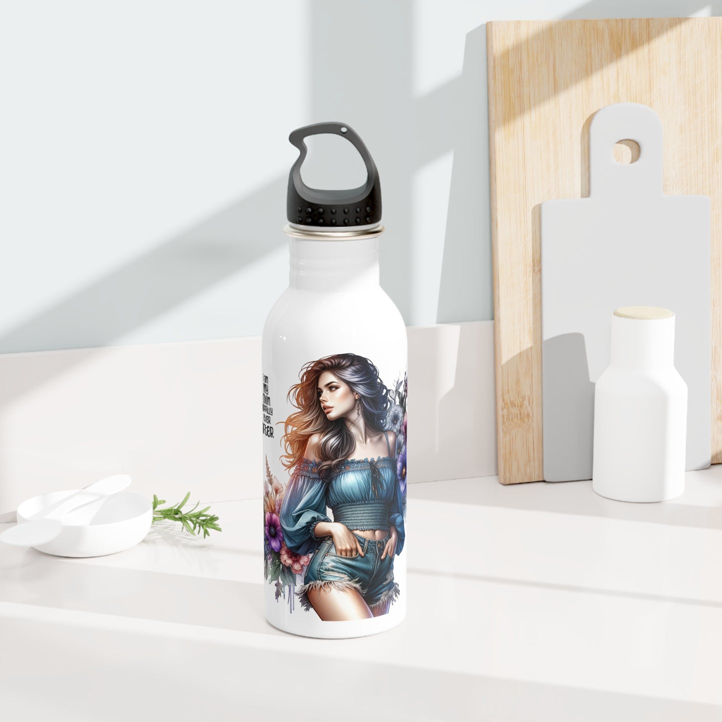 I Am My Own Happily Ever After Floral Fantasy Water Bottle - Inspirational Design for Everyday Use, Eco-Friendly Hydration, Perfect Gift for Friends and Quotes Lovers