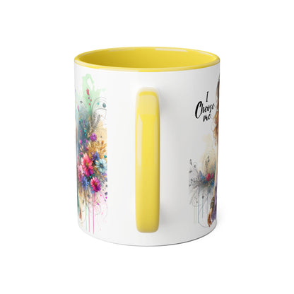 I Choose Me Empowerment Accent Mug - I Choose Me, Inspirational Coffee Cup, Self-Love Gift, Women’s Empowerment, Floral Décor, Motivational Drinkware
