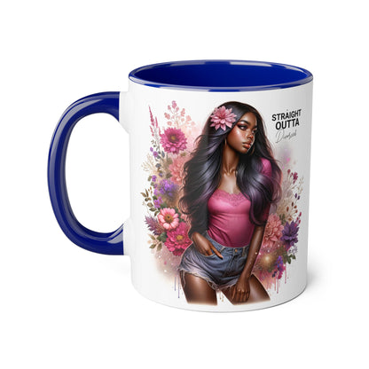 Straight Outta Divorced Humoristic Floral Portrait Accent Mug, Perfect Gift for Her, Coffee Lover, Home Decor, Stylish Drinkware, Mother's Day Gift, Inspirational Cup