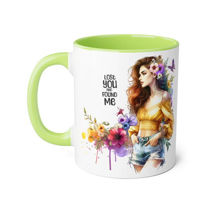 Lost You and Found Me Floral Inspiration Mug, Coffee Lover Gift, Artful Decor, Unique Birthday Present, Spring Vibes, Inspirational Quote
