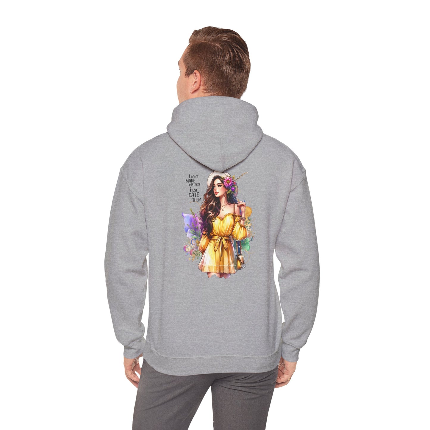 I Don`t Make Mistakes, I Just Date Them Vibrant Floral Art Hoodie - Unisex Heavy Blend Sweatshirt For Cozy Days, Ideal For Gift Giving, Casual Wear, Spring Celebrations