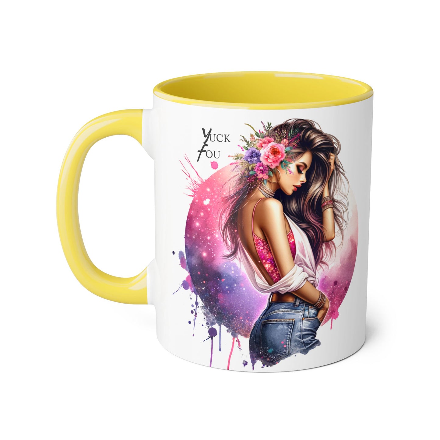 Yuck Fou Stylish Accent Mugs, Floral Design for Coffee Lovers, Unique Gift, Art Mug, Personalized Drinkware, Vibrant Tea Cups