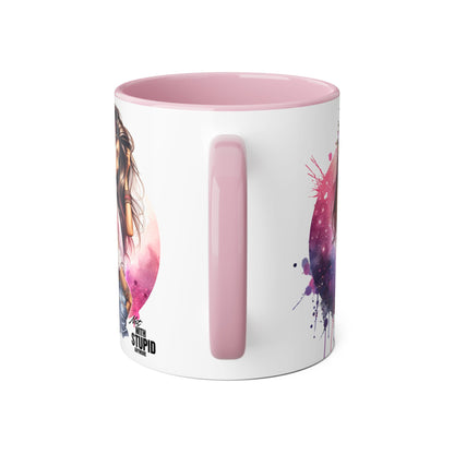 Not With Stupid Anymore Humoristic Artistic Accent Mug - Unique Drinkware for Art Lovers, Perfect Gift for Birthdays, Holidays, or Just Because