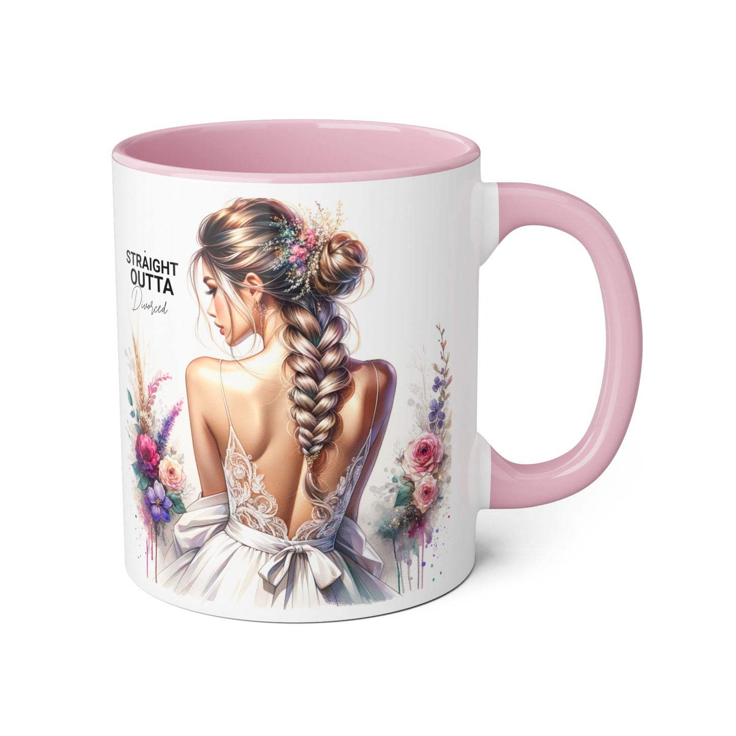 Straight Outta Divorced Humoristic Elegant Floral Accent Mug - Perfect Gift for Wedding, Birthdays, or Just Because, Straight Outta, Personalized Coffee Cup