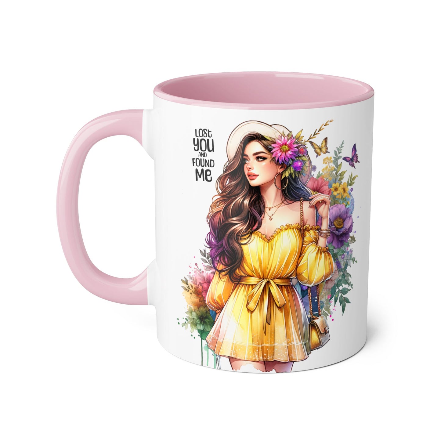Lost You and Found Me Whimsical Floral Accent Mugs - Unique Coffee Cup, Perfect Gift for Her, Tea Lover, Home Decor, Birthday, Mother's Day