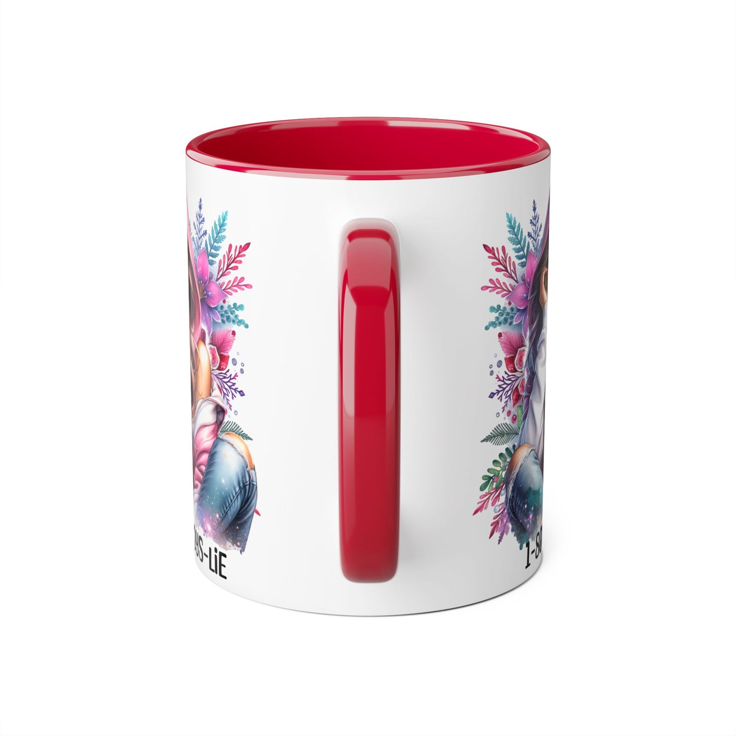1-800-BOYS-LIE Accent Mug, Floral Coffee Cup, Funny Gift for Her, Unique Tea Mug, Cute Lover's Present