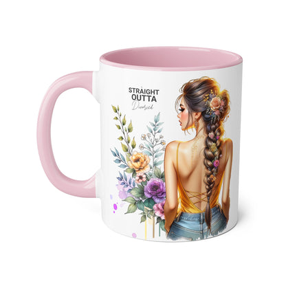 Straight Outta Divorced Humoristic Chic Floral Accent Mug with Elegant Design, Coffee Lover Gift, Home Decor, Mother's Day Present, Artistic Drinkware