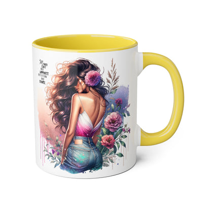 Money Can't Buy Happiness But It Can Buy Divorce Humoristic Elegant Floral Accent Mug, Inspirational Coffee Cup for Women, Motivational Gift, Artful Drinkware for Home & Office