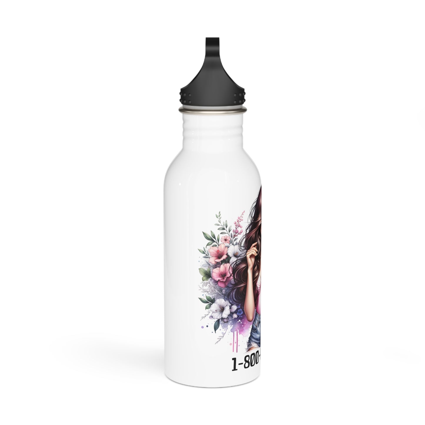 Stylish Stainless Steel Water Bottle with Floral Design, 1-800-BOYS-LIE, Trendy Hydration, Fitness Gift, Summer Accessories