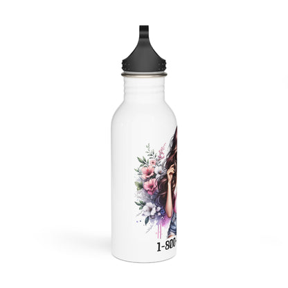 Stylish Stainless Steel Water Bottle with Floral Design, 1-800-BOYS-LIE, Trendy Hydration, Fitness Gift, Summer Accessories
