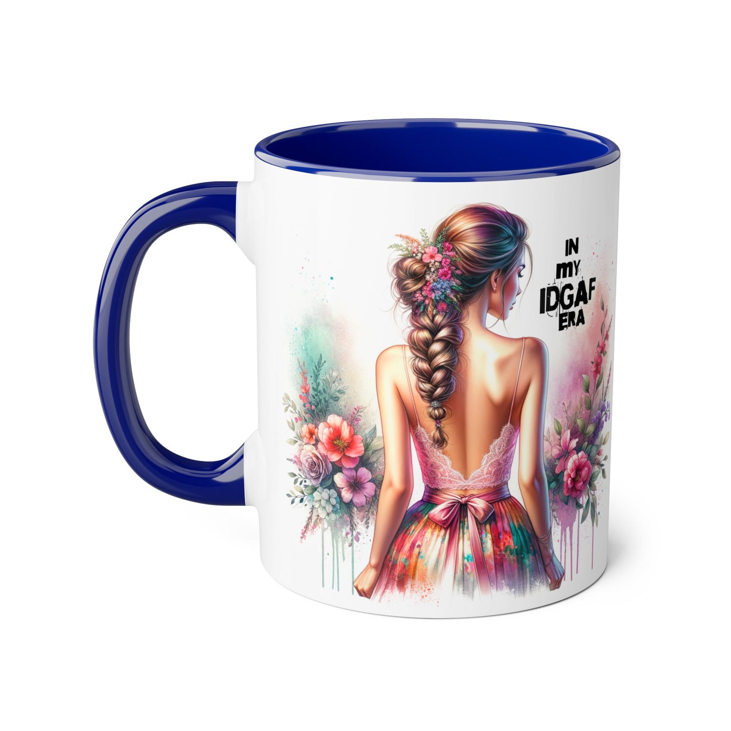 Bold IDGAF Era Accent Mug, Coffee Cup for Strong Women, Gift for Her, Floral Art Mug, Motivational Drinkware
