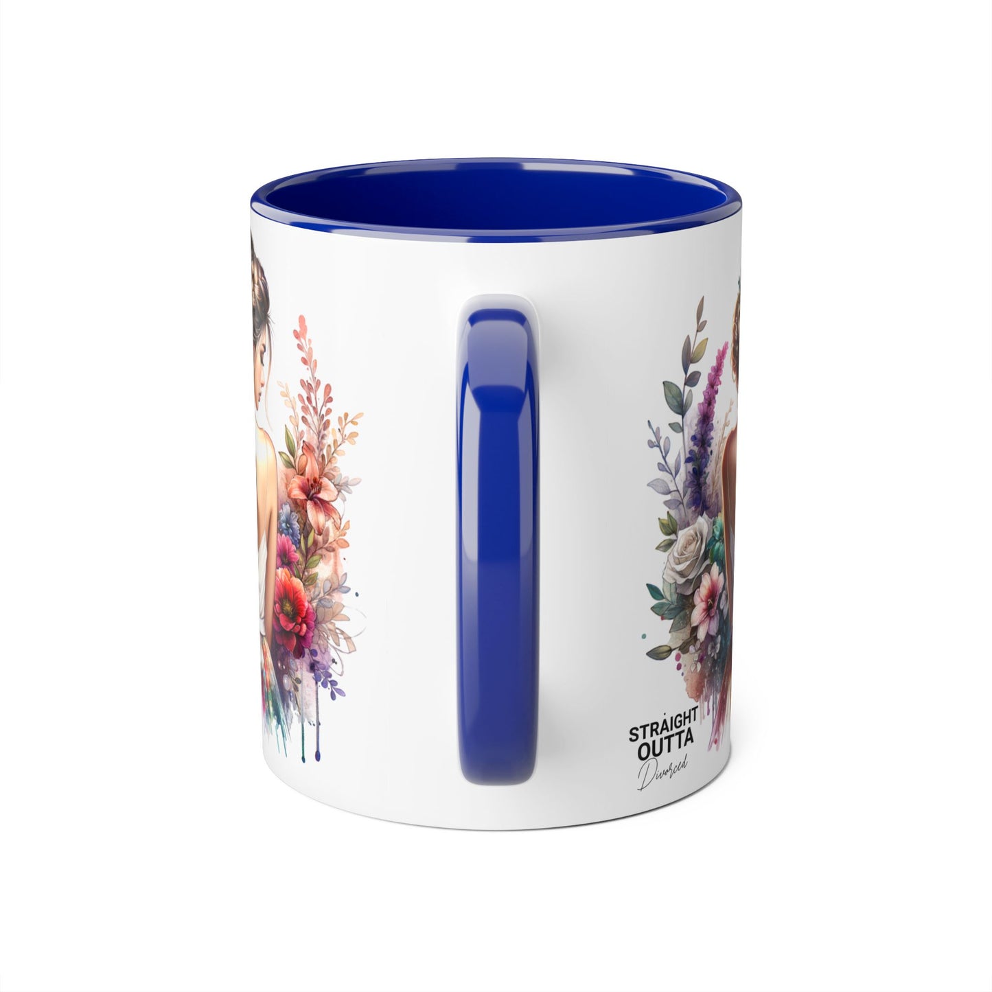 Straight Outta Divorced Humoristic Floral Art Mug, Personalized Gift Mug, Wedding Gift, Coffee Mug, Inspirational Mug, Colorful Accent Mug