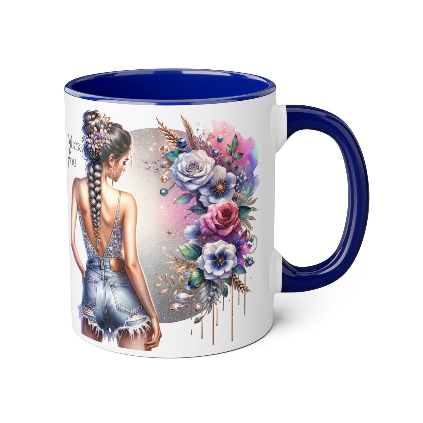 Yuck Fou Boho Floral Accent Mug, 11oz | Artistic Coffee Cup, Gift for Her, Stylish Drinkware, Home Decor, Mother's Day Present