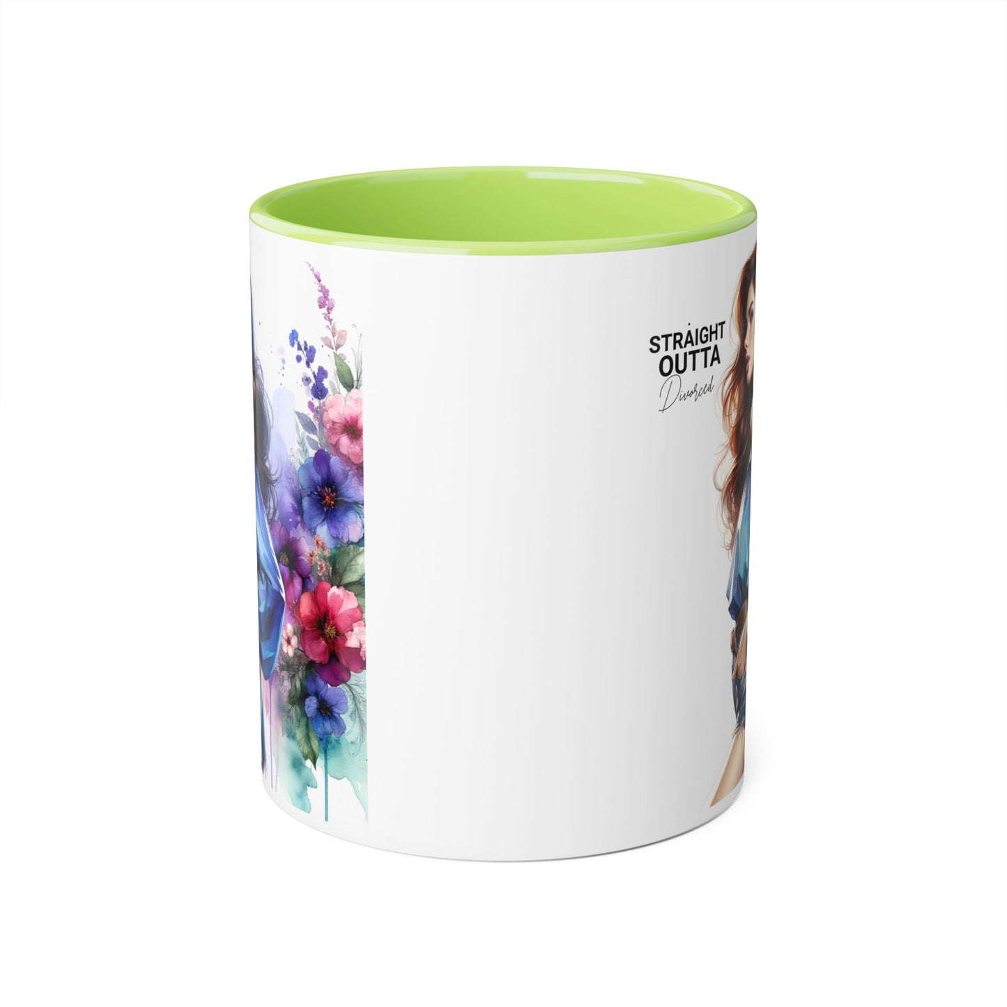 Straight Outta Divorced Humoristic Artistic Accent Mug, Personalized Gift for Coffee Lovers, Floral Design Mug, Straight Outta Mug, Creative Kitchenware, Unique Home Decor