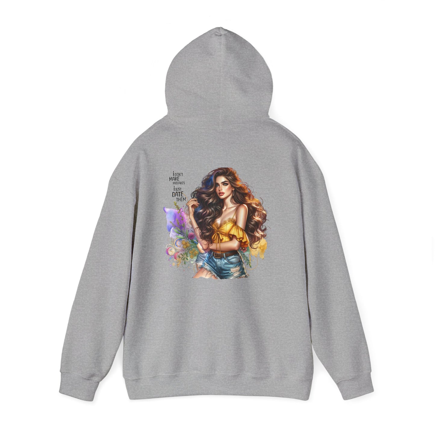 I Don`t  Make Mistakes, I Just Date Them Colorful Artistic Hooded Sweatshirt with Inspirational Quote, Cozy Unisex Pullover, Streetwear Fashion, Unique Gift Idea, Art Lover Apparel