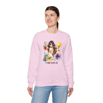 1-800-Boys-Lie Bohemian Floral Crewneck Sweatshirt, Trendy Oversized Sweater, Unique Gift for Her, Cozy Fall Apparel, Birthday & Casual Wear