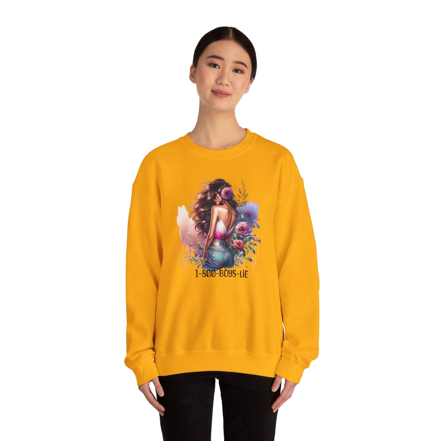 1-800-Boys-Lie Boss Babe Floral Sweatshirt | Unisex Comfortable Crewneck, Trendy Gift for Her, Affirmation Clothing, Cozy Fashion