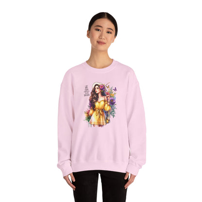 I Am My Own Happily Ever After  Floral Goddess Crewneck Sweatshirt - Boho Chic, Cozy Style, Perfect for Spring, Gift for Her, Casual Wear, Everyday Comfort