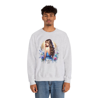 I'm Too Cute For My Ex Artistic Floral Crewneck Sweatshirt with Elegant Woman Design, Cozy Pullover, Gift for Her, Trendy Apparel, Perfect for Everyday Wear