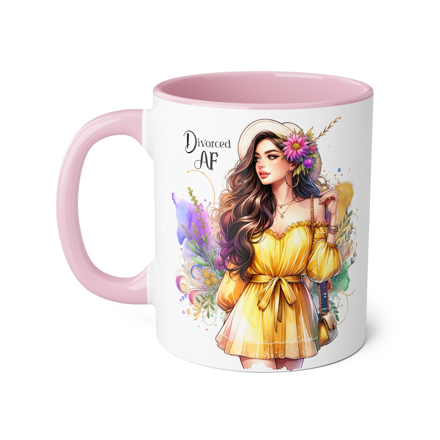 Divorced AF Accent Mug - Motivational Coffee Cup for Her, Gift for Newly Divorced Friends, Therapist Gift, Inspirational Drinkware