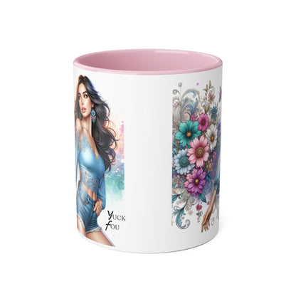 Yuck Fou Artistic Accent Mug, Floral Coffee Cup, Unique Gift for Her, Decorative Drinkware, Birthday Present, Home Décor