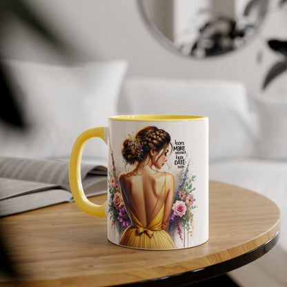 I Don't Make Mistakes, I Date Them Elegant Floral Accent Mugs, Artful Coffee Cup, Gift for Friends, Women’s Birthday, Inspirational Quote Mug, Home Decor