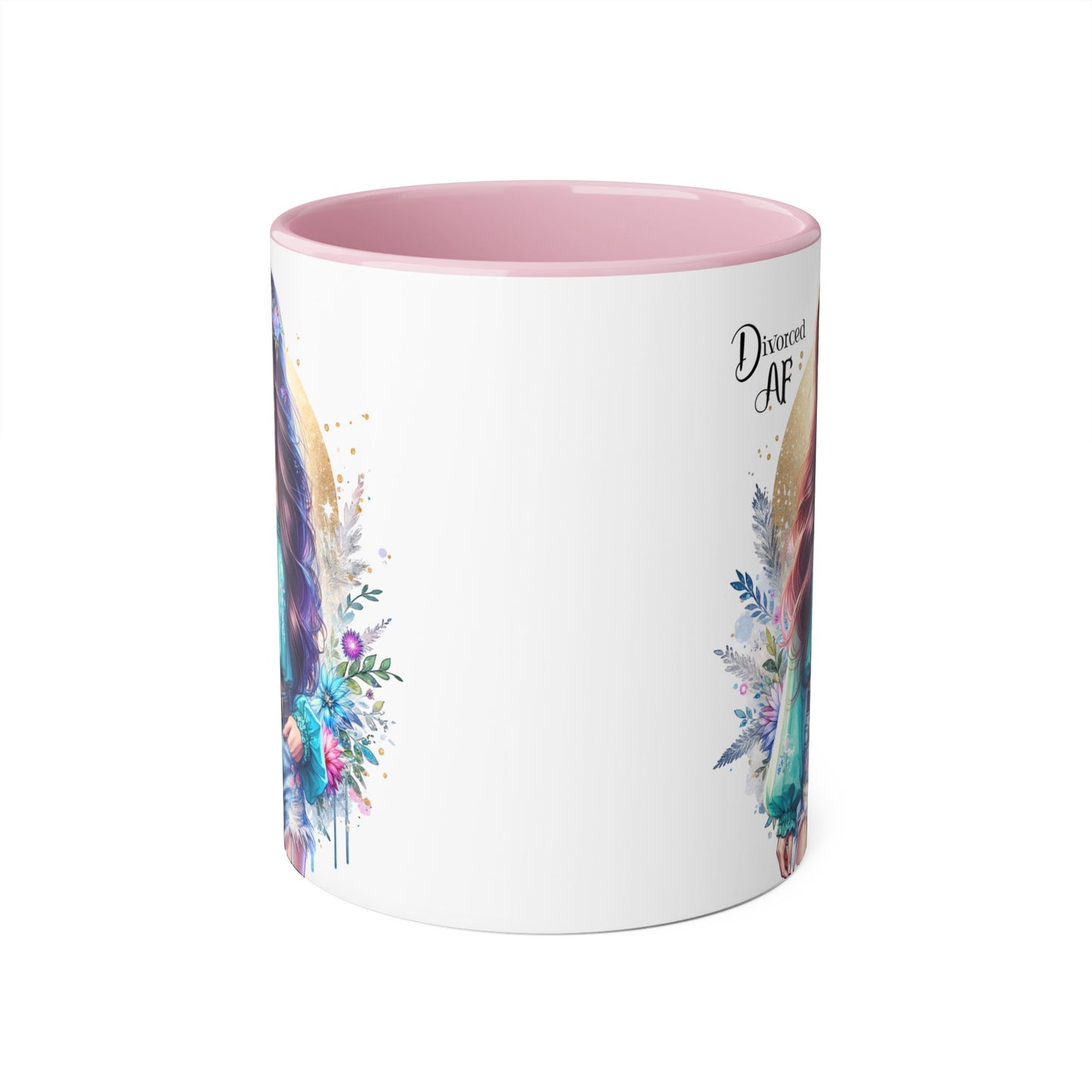 Divorced AF Accent Mug | Inspirational Coffee Cup, Gift for Divorcee, Self-Care, Empowering Drinkware