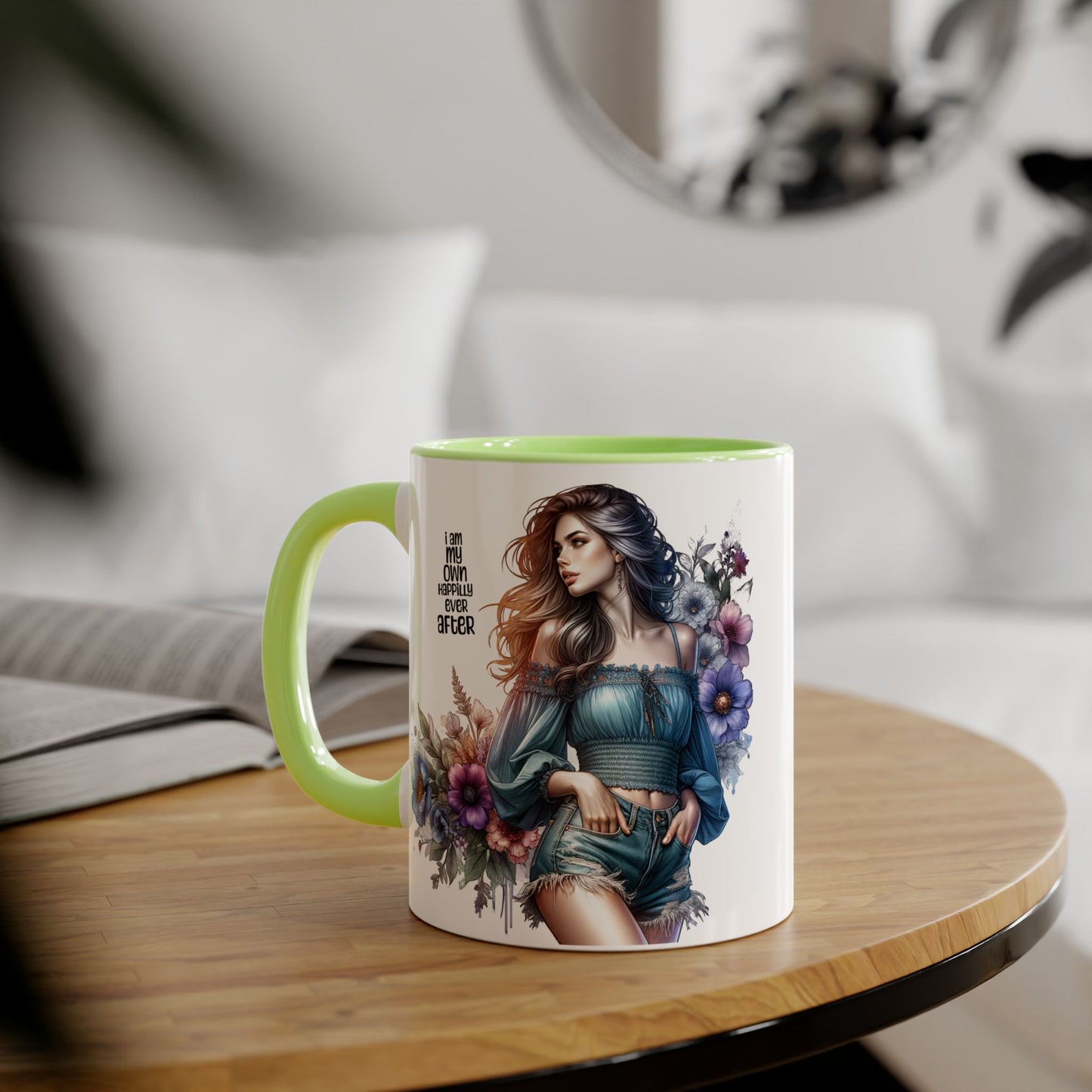I Am My Own Happily Ever After Whimsical Floral Accent Mug - Perfect Gift for Her, Inspirational Coffee Cup, Self-Care Quotes, Boho Decor, Unique Tea Mug