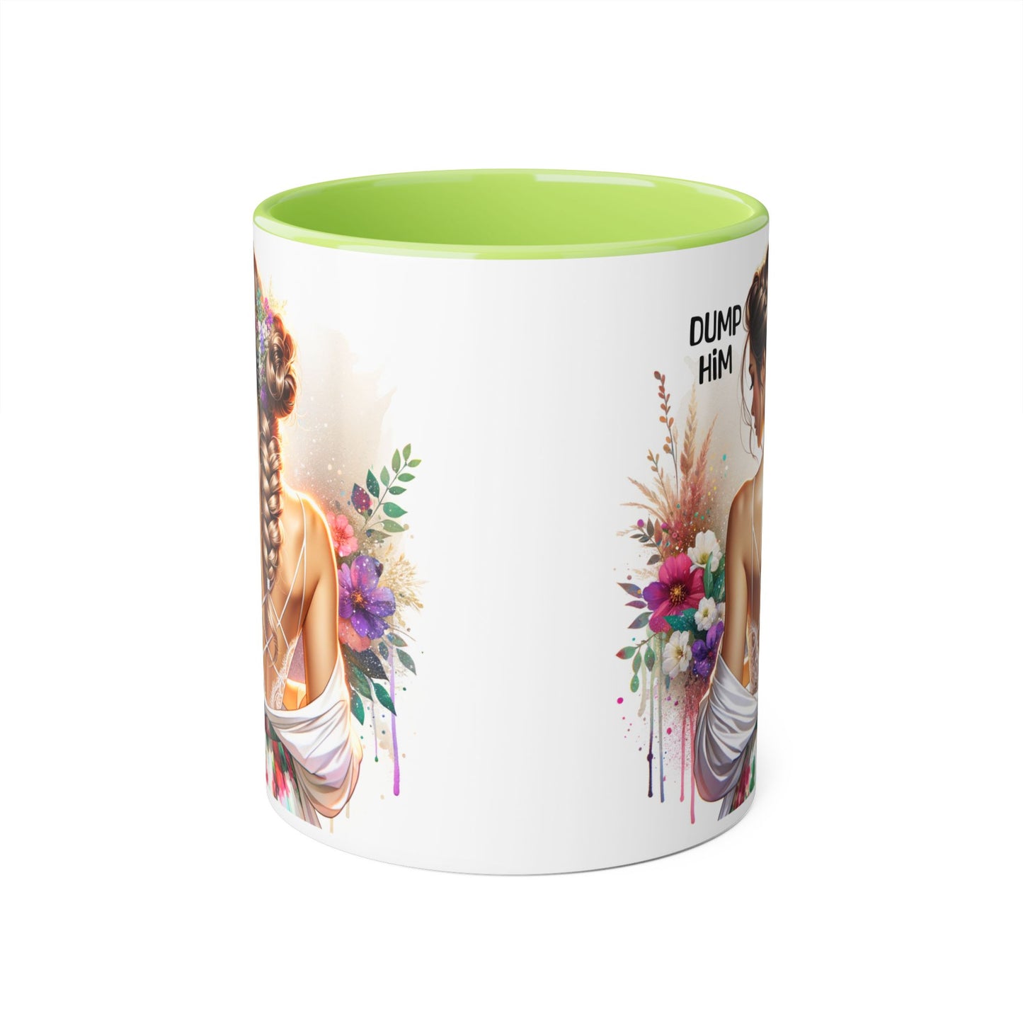 Elegant Floral Dump Him Mug | Inspirational Coffee Cup | Gift for Her, Birthday Present, Self-Care, Motivational Drinkware