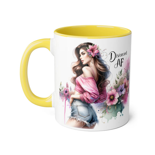 Divorced AF Accent Mug, Empowering Gift for Newly Divorced, Coffee Lover Mug, Inspirational Drinkware, Funny Divorce Humor