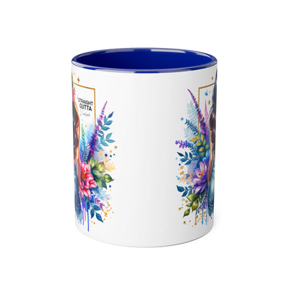 Straight Outta Divorced Humoristic Vibrant Floral Mug for Coffee Lovers, Straight Outta, Gift for Her, Inspirational Drinkware, Perfect for Birthdays, Celebrations