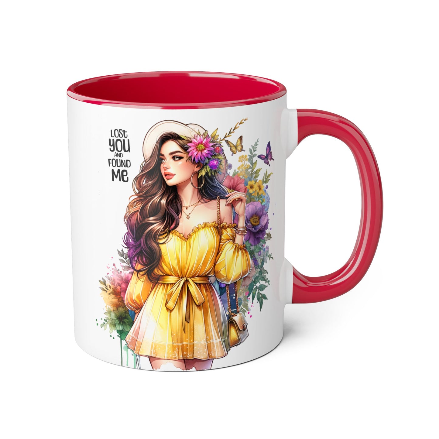 Lost You and Found Me Whimsical Floral Accent Mugs - Unique Coffee Cup, Perfect Gift for Her, Tea Lover, Home Decor, Birthday, Mother's Day